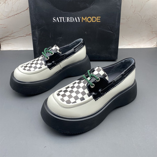 39码SATURDAYMODE断码撤柜处理真皮女鞋平底系带圆头时尚气质单鞋