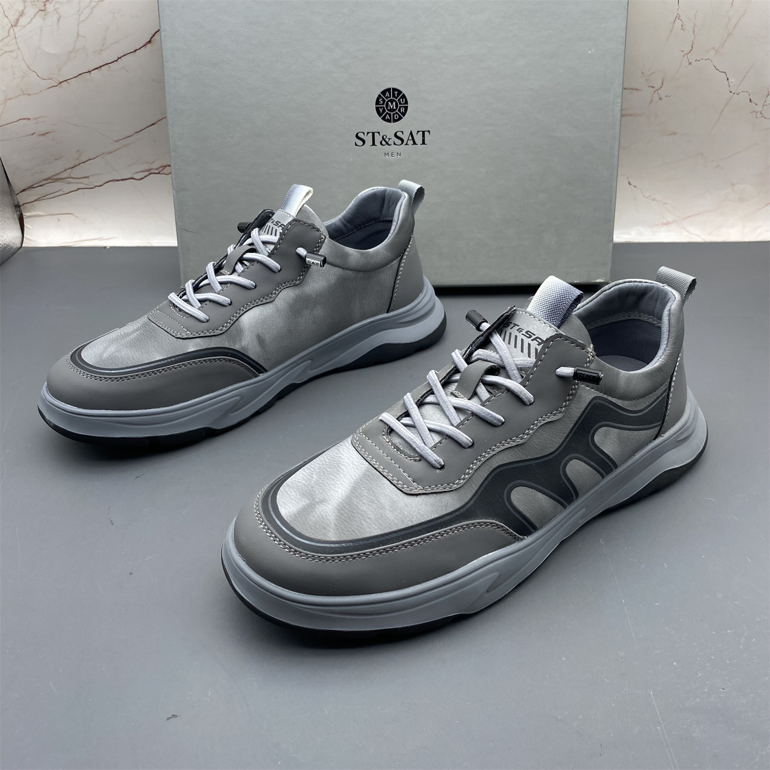 38码正品ST&SAT星期六撤柜断码处理男鞋防滑一脚蹬圆头轻便单鞋