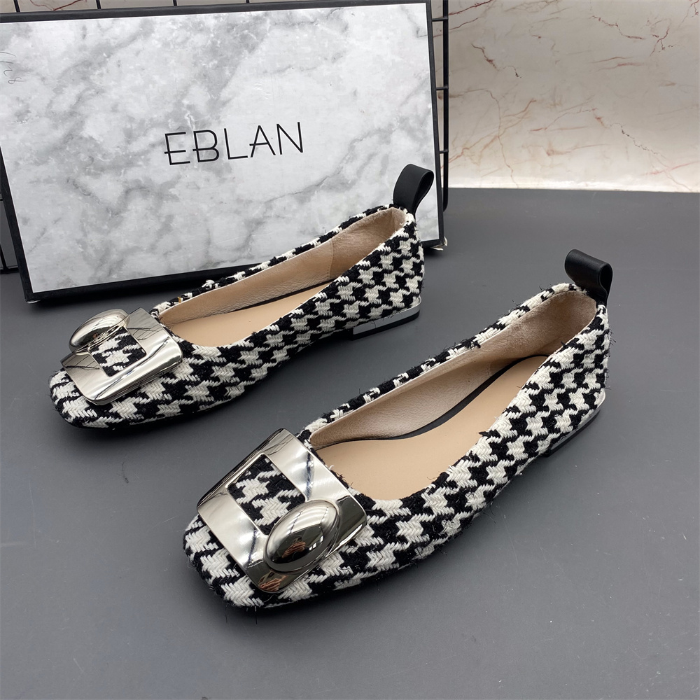 EBLAN/伊伴正品撤柜断码处理女鞋方头中口防滑平底休闲优雅单鞋