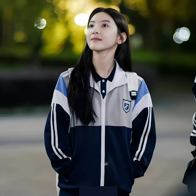 难哄章若楠同款秋季班服套装中学生三件套运动会团体学院风校服