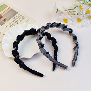 网红小香风珠光纱发箍女带齿防滑高颅顶头箍高级感时尚百搭压发卡