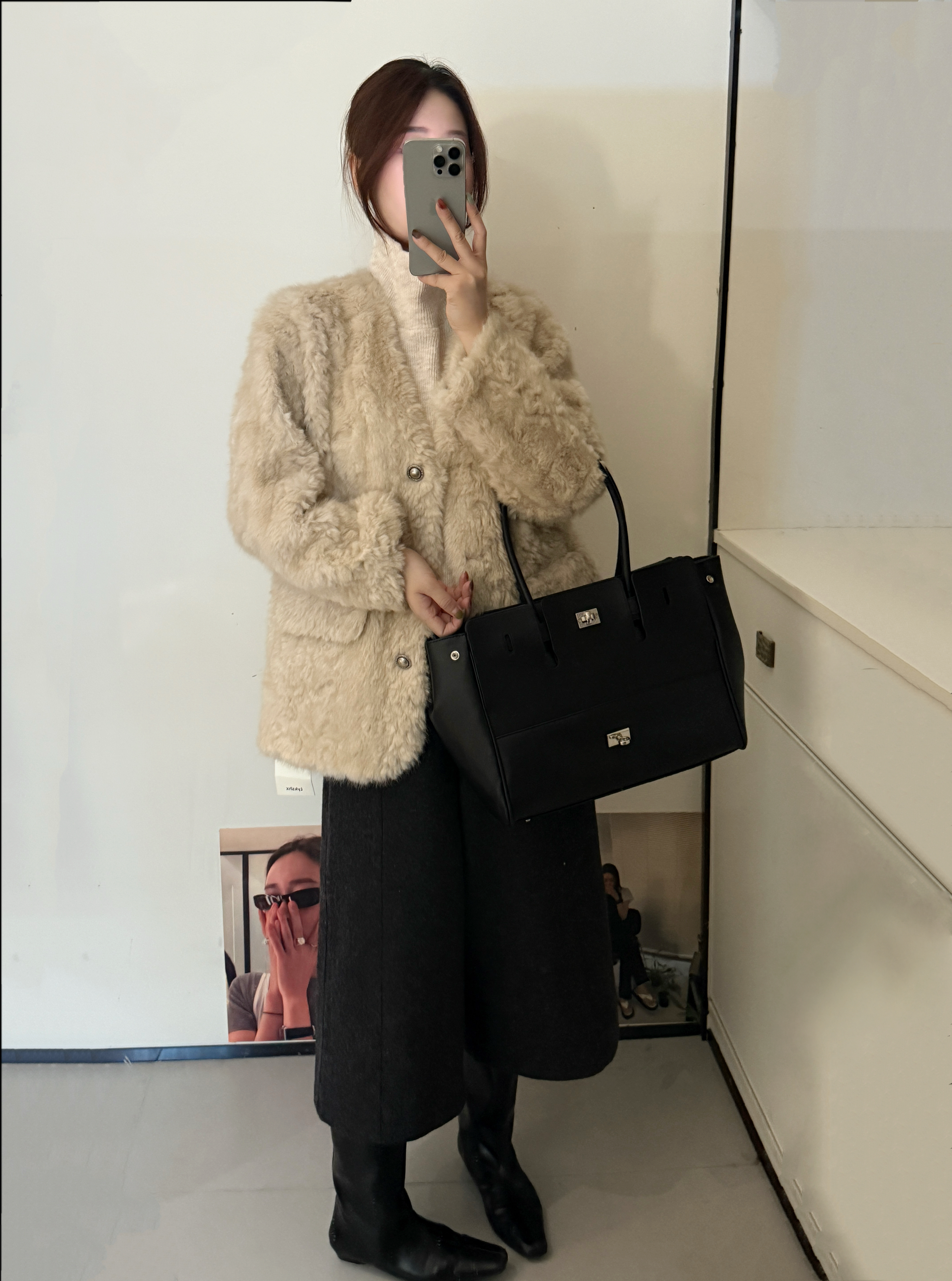 1只衮1Z1ZGUN奢感100% 仿花狐貂6663独家定染环保皮毛一体外套