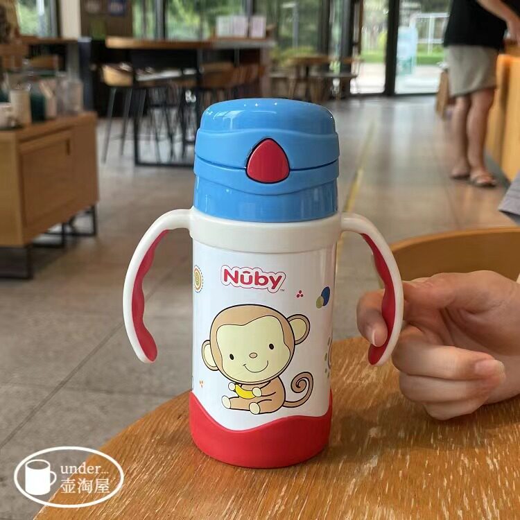 美国 努比 Nuby 婴幼儿儿童保温不锈钢手柄弹跳吸管水杯 10513