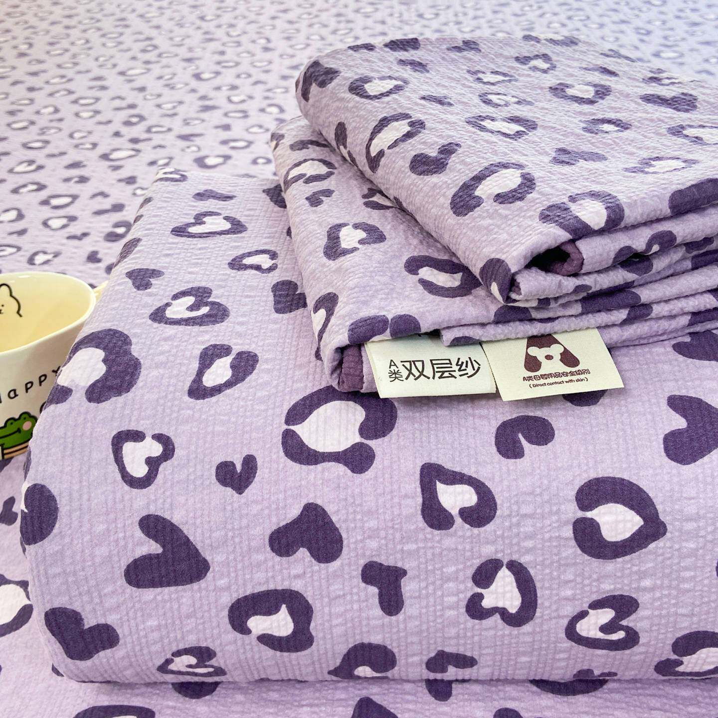 韩式豹纹泡芙纱床单单件宿舍床上单人被单枕套三件套双人四季通用