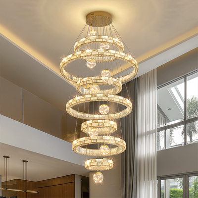 水晶灯复式楼大吊灯别墅客厅吊灯