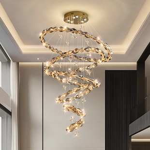 2025新款轻奢简约现代客厅吊灯别墅客厅复式楼挑高复式楼梯吊灯