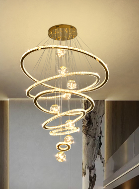 复式楼别墅挑空客厅吊灯复式楼中空大吊灯loft公寓轻奢水晶灯具