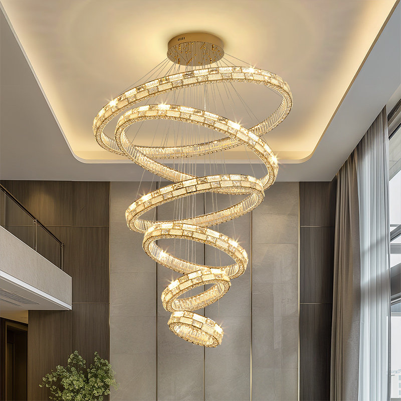轻奢复式楼大吊灯楼中楼别墅挑空客厅吊灯2025新款loft公寓水晶灯,家装灯饰光源,LOFT/复式住宅/楼梯吊灯,淘宝优惠券,粉丝福利购,淘宝优惠卷
