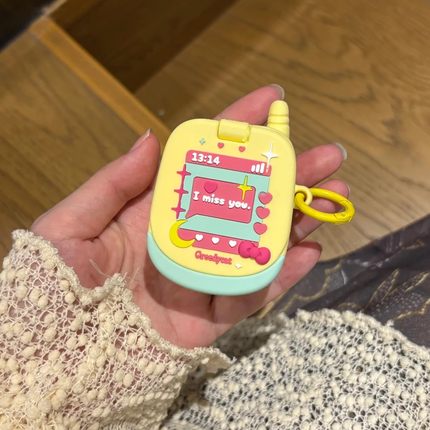 IMissYou黄色翻盖镜子手机适用于AirPods/spro4耳机套苹果AirPods Pro二代保护套AirPods3软壳无线蓝牙保护套