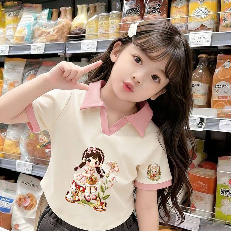 女童夏季polo衫翻领打底衫女孩纯棉衣服中小童短袖T恤上衣韩版潮