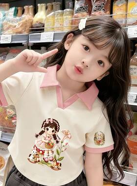 女童夏季polo衫翻领打底衫女孩纯棉衣服中小童短袖T恤上衣韩版潮