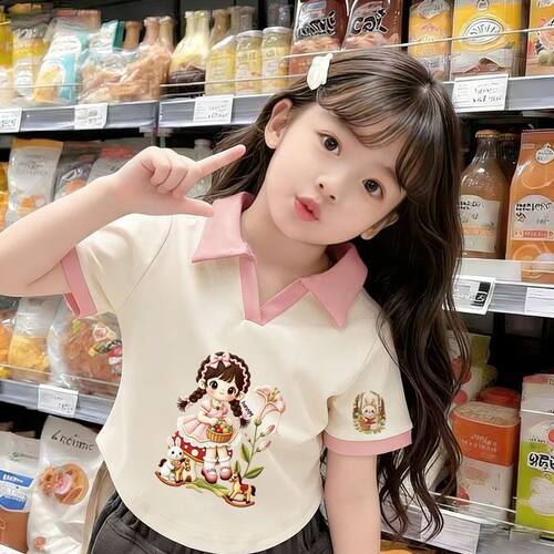 女童夏季polo衫翻领打底衫女孩纯棉衣服中小童短袖T恤上衣韩版潮