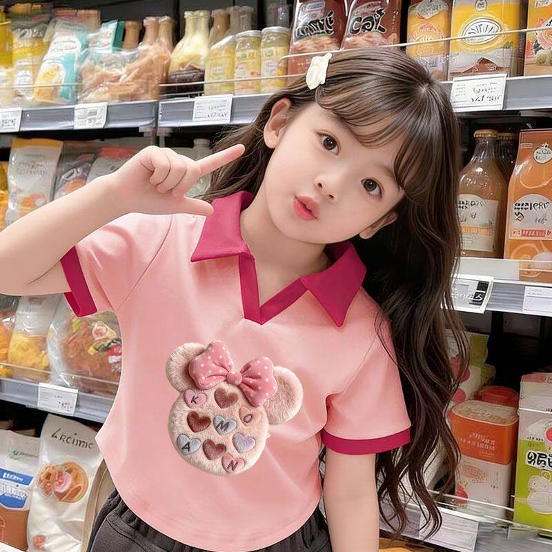 女童夏季polo衫翻领打底衫女孩纯棉衣服中小童短袖T恤上衣韩版潮