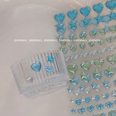 水晶ins立体手帐装饰爱心星星透明滴胶贴纸