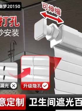 卫生间遮挡帘浴室防水免打孔防窥铝百叶窗帘遮光升降卷帘2026新款