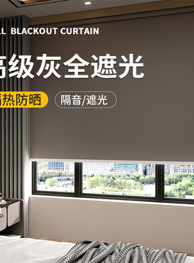 窗帘遮光2026新式免打孔办公卧室卷帘卫生间厨房卷拉式升降遮阳帘