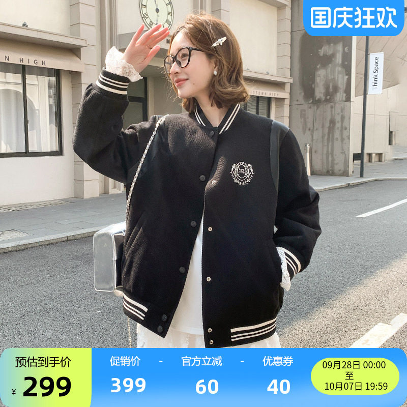 鸭鸭短款棒球领轻薄羽绒服女