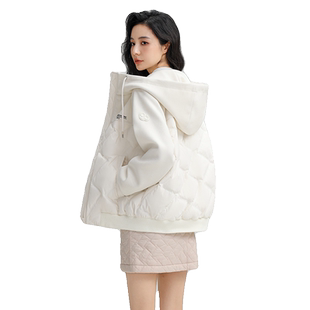90+系列鸭鸭轻薄羽绒服女2025年冬新品时尚连帽短款宽松保暖外套