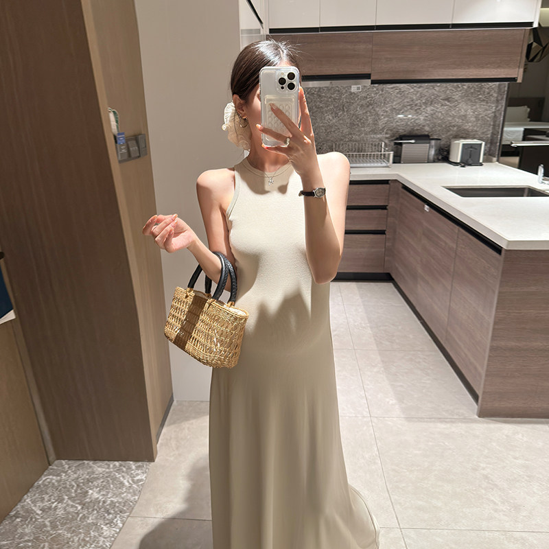 金豆豆舒适孕妇装夏装针织背心裙新款修身气质辣妈连衣裙显瘦长裙