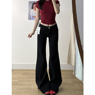 175高个子加长版低腰微喇牛仔裤女春季宽松阔腿不贴腿显瘦马蹄裤