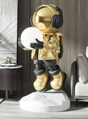 太空人雕塑大型客厅装饰落地摆件家居饰品办公室宇航员灯乔迁礼物