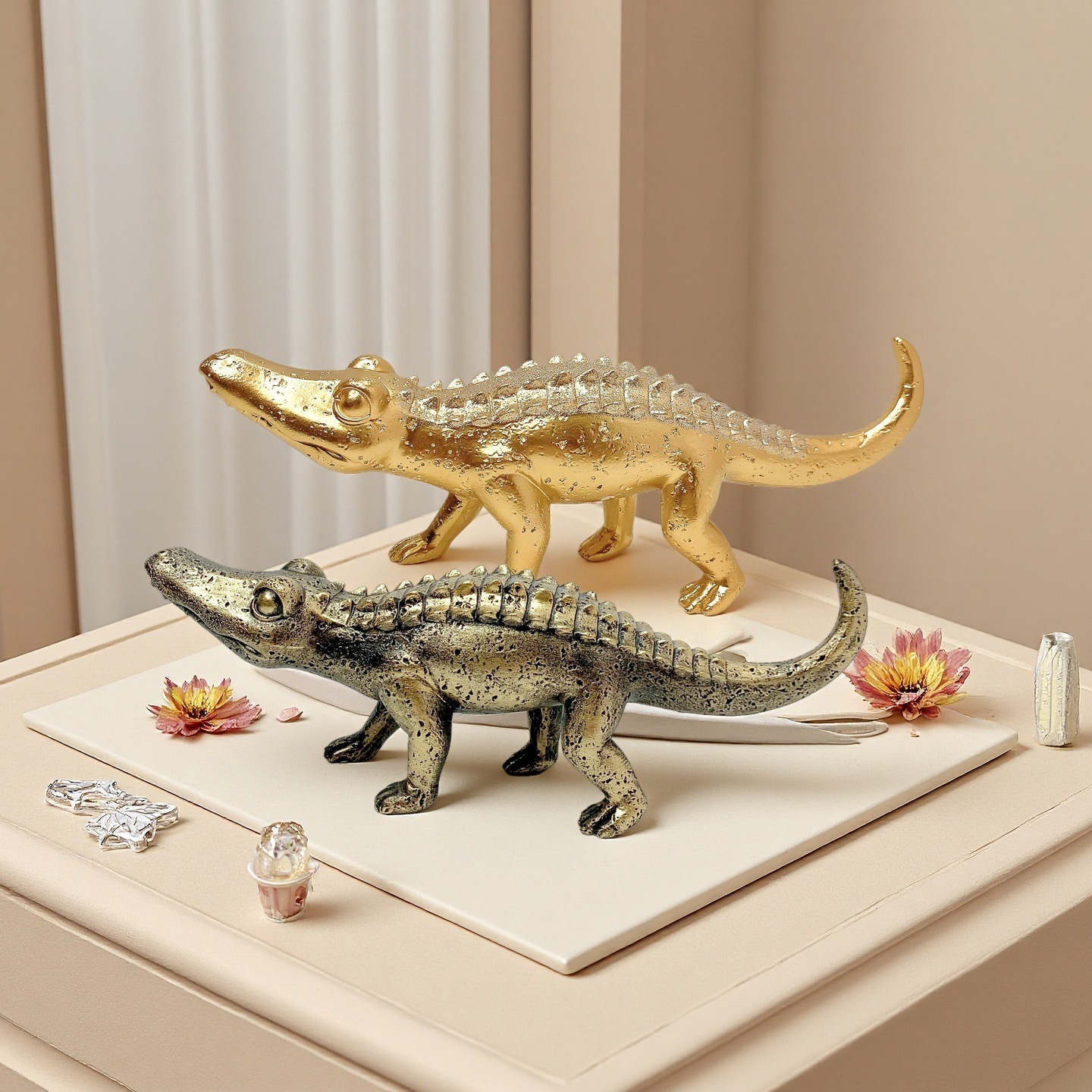 户外花园树脂小鳄鱼装饰品公园动物造型景观摆设创意摆件镇宅摆设