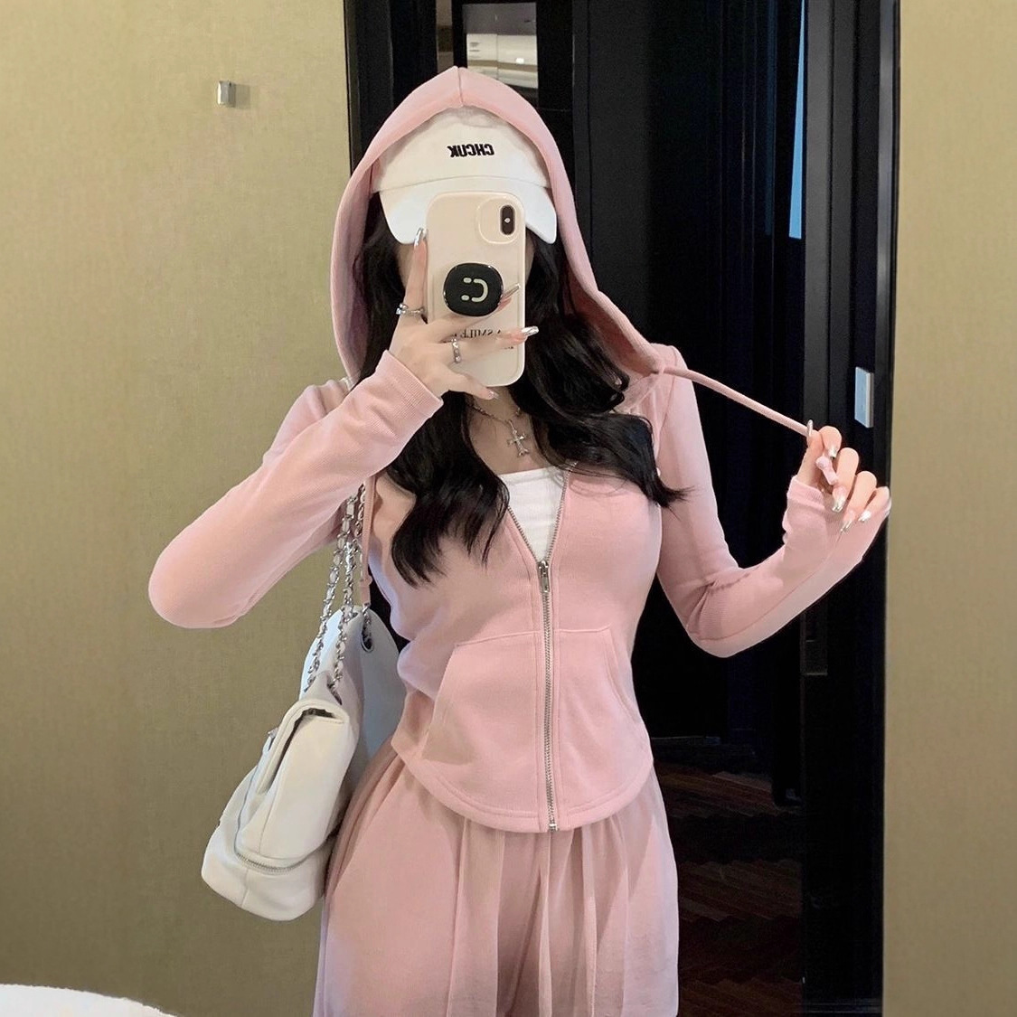 运动套装女2025春秋季韩版宽松显瘦时尚连帽卫衣休闲两件套
