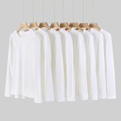 230g重磅日本纯棉长袖 T恤男女宽松纯色打底上衣叠穿内搭全棉白t