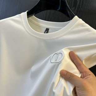 80支！光感液氨棉！夏季简约新款男士圆领纯色短袖T恤百搭轻奢风