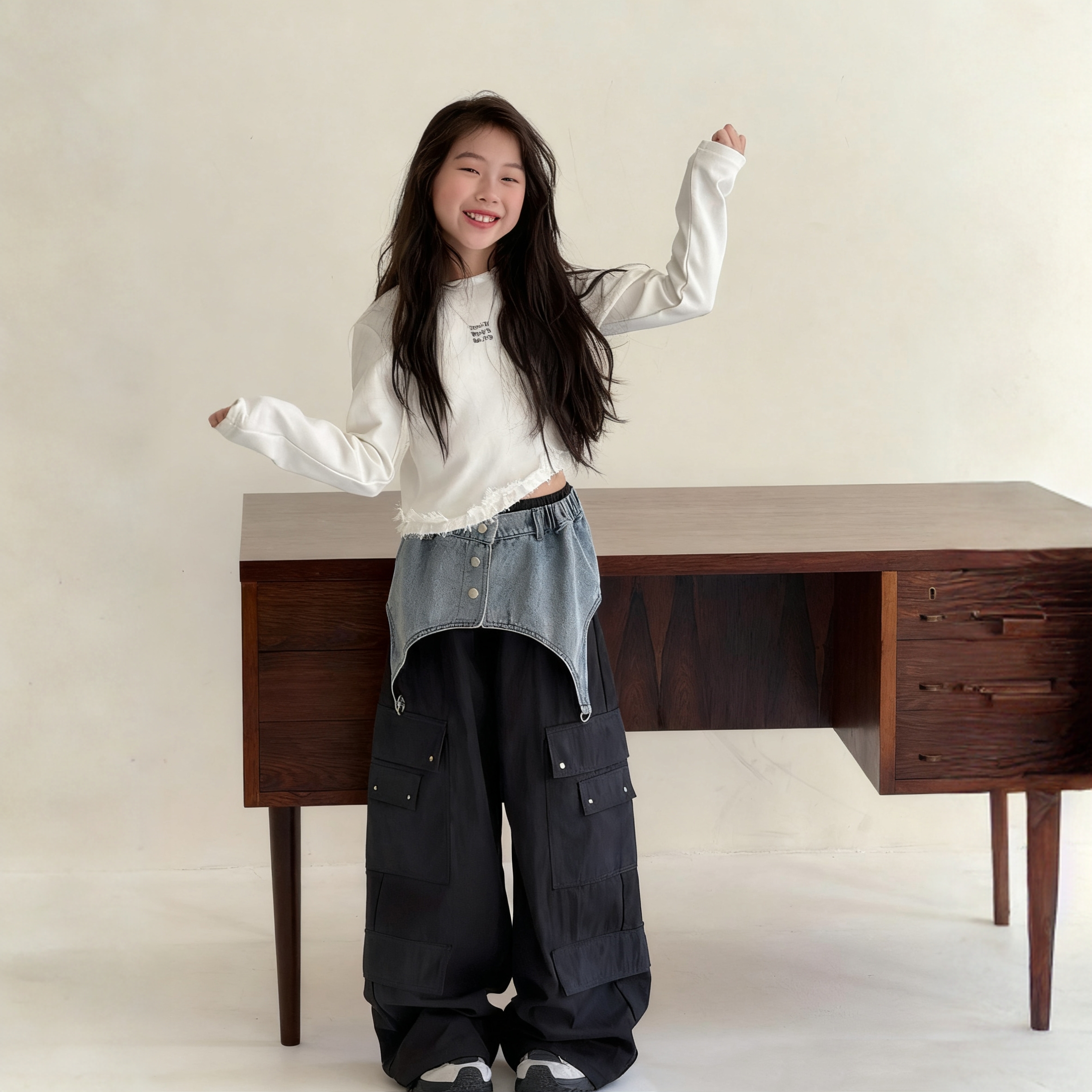 男女童屁帘休闲工装裤小个子长裤