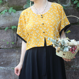 莺蝶 铜氨丝棉印花唐褙子短衫黑色改良仅合围八破裙 唐制汉服日常