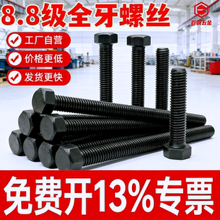 8.8级全牙外六角螺丝全丝扣加长全螺纹螺栓M14M16M18M20M22M24
