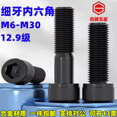 12.9级细牙内六角螺丝钉M6M8M10M12M14M16 M30细扣细丝内六方螺栓