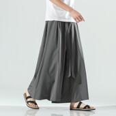 冰丝料汉服裤 阔腿裤 子中国风唐装 禅修居士裤 裙裤 裙九分裤 男大腿裤