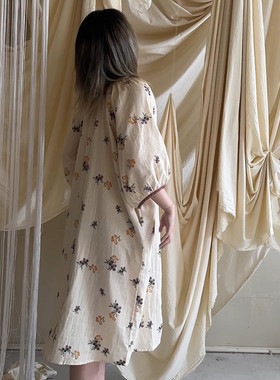 LNParty2024秋季新款法式睡裙家居服长袖高级感睡衣女可水洗棉纱