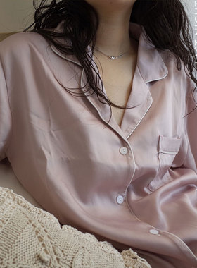 LNParty睡衣女士春秋季冰丝天丝夏天性感仿真套装两件套装家居服