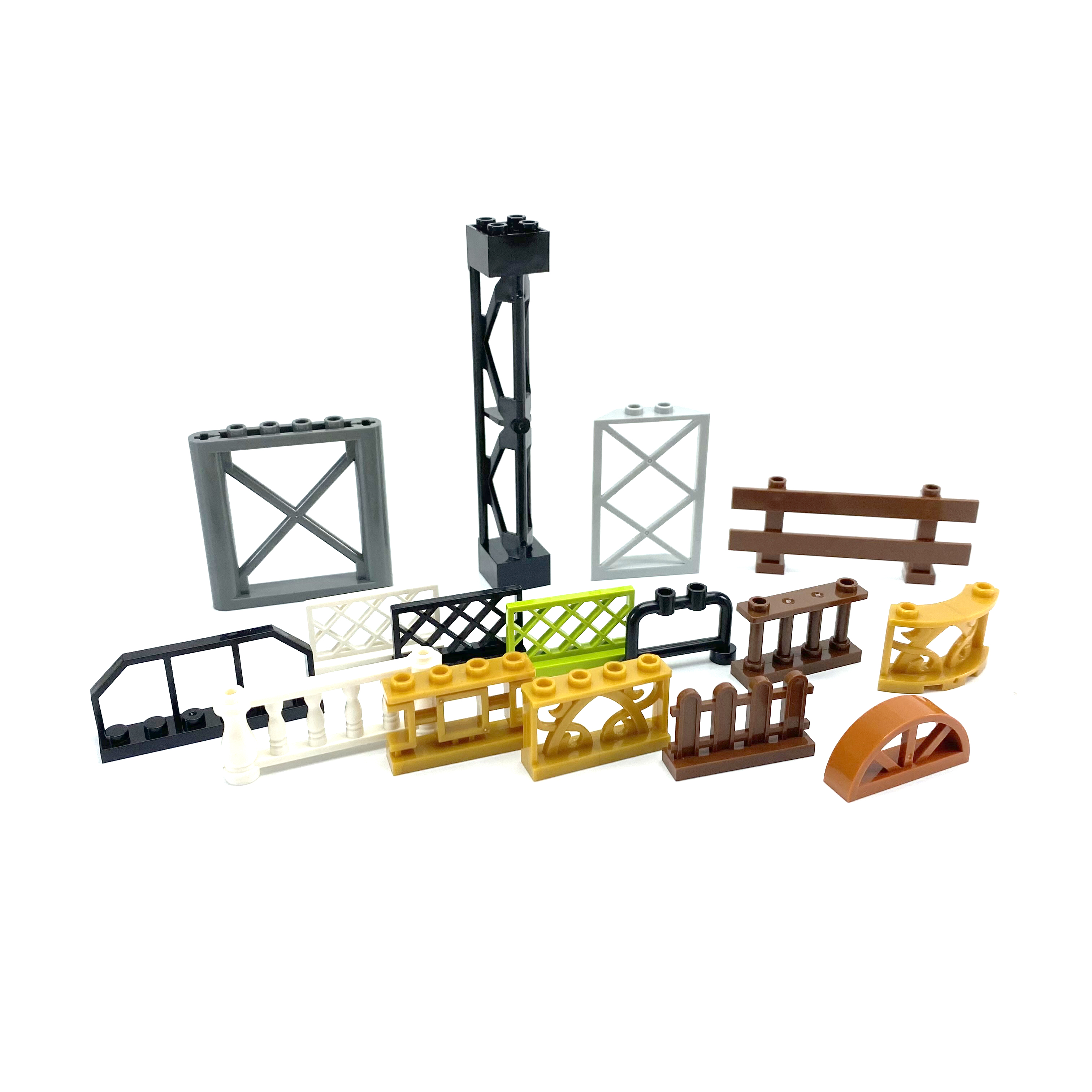 小颗粒积木篱笆木栏杆配件