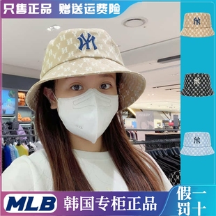 韩国MLB正品NY老花满标盆帽渔夫帽子男女大头围潮牌遮阳3AHTFF02N