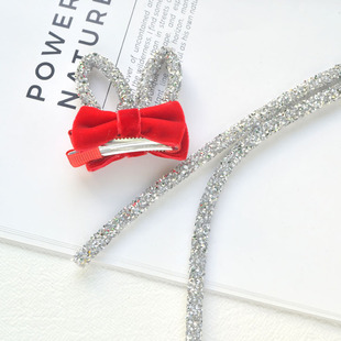 6MM银色树脂钻软管条兔耳朵发饰头饰材料DIY饰品配件自制蝴蝶结用