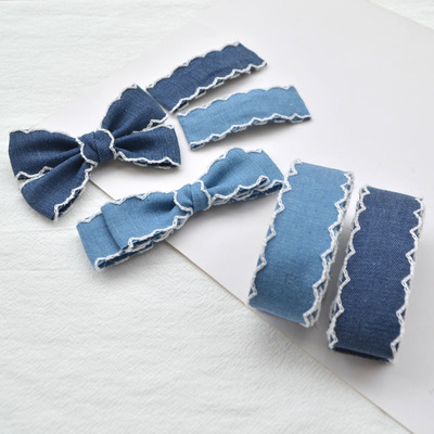 钩边牛仔带自制蝴蝶结发饰材料