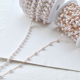 6MM仿珍珠细链条手工发饰发夹发绳材料diy洛丽塔饰链吊坠古风挂饰