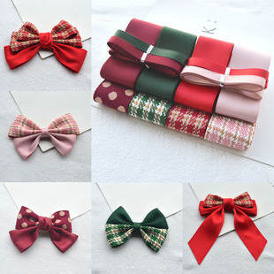 新年千鸟格哑光棉丝带套餐 手工发饰头饰材料自制发夹发绳diy配件