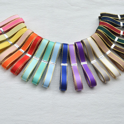 9mm双面金边涤纶丝带diy手工