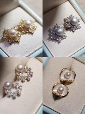 2025新款韩版珍珠锆石耳钉仙女高级感轻奢百搭耳饰