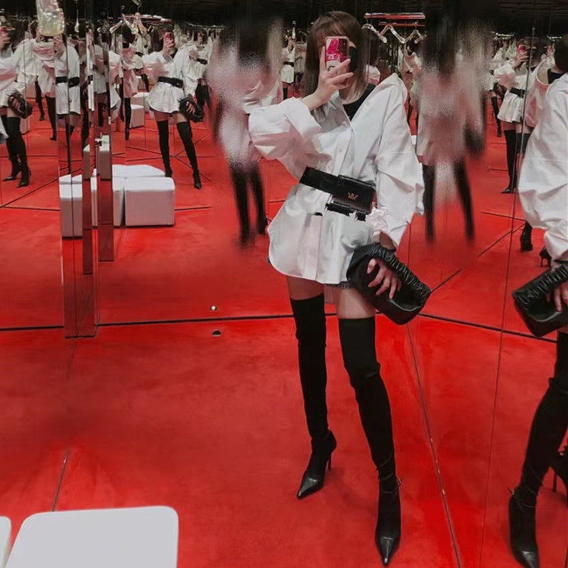 2022 NEW SQUARE TOE ULTRA-HIGH HEEL STRETCH OVER-THE-KNEE BOOTS EUROPEAN AND AMERICAN FASHION SKINNY BOOTS LEATHER STILETTO BOOTS WOMENS BOOTS