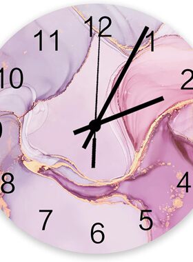 大理石挂钟密度板静音时钟客厅钟表装饰壁挂钟仿石纹钟
