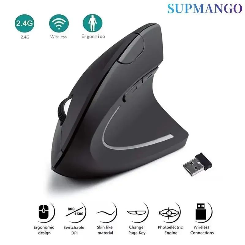 Vertical Mouse Ergonomic 2.4GHz Wireless Optical Mice 3 Adju