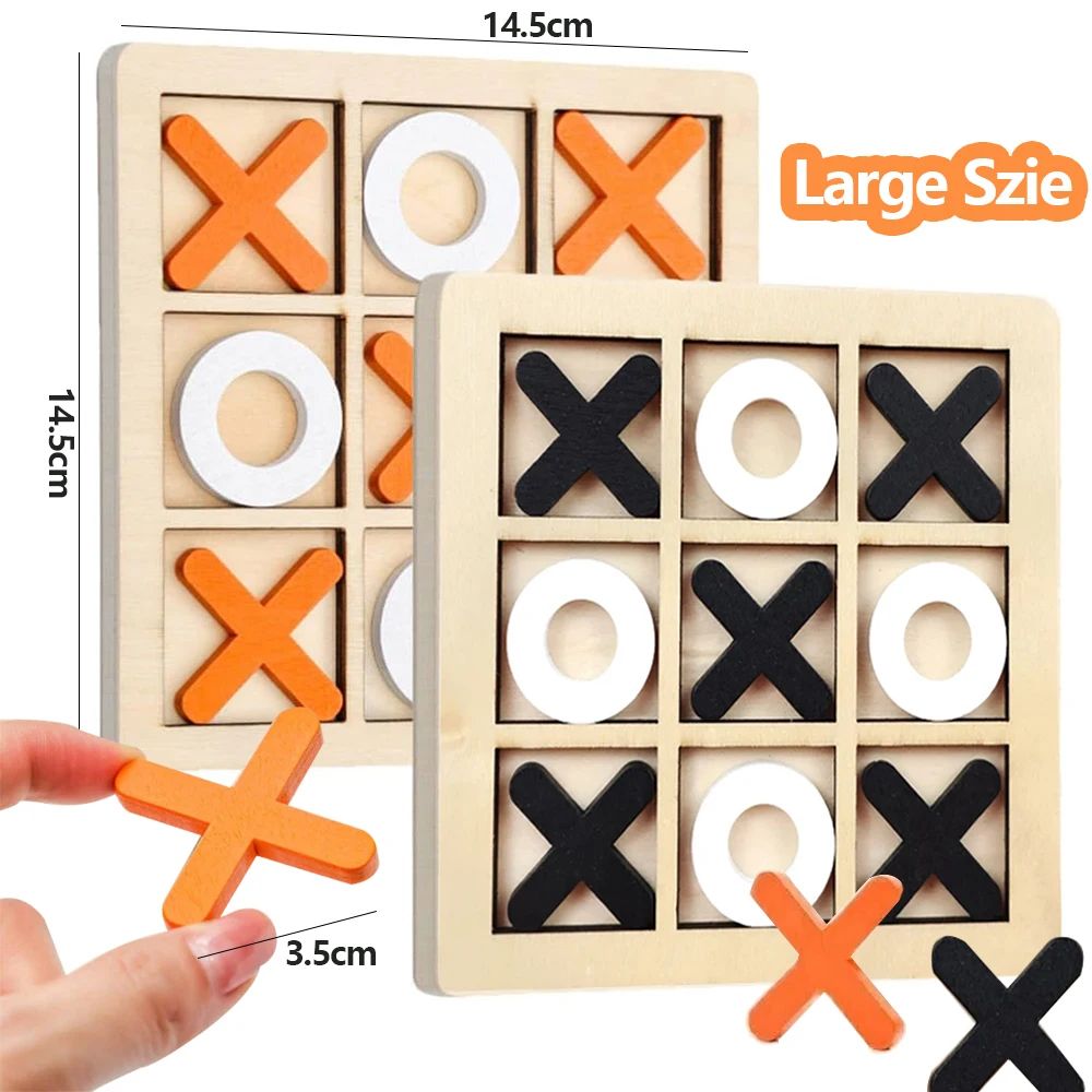Wooden XO Tic Tac Toe Game Mini Chess Board Interaction Puzz