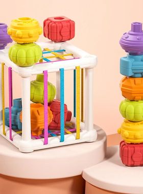 Baby Sensory Bin Shape Sorter Colorful Cube Sorting Game Sha