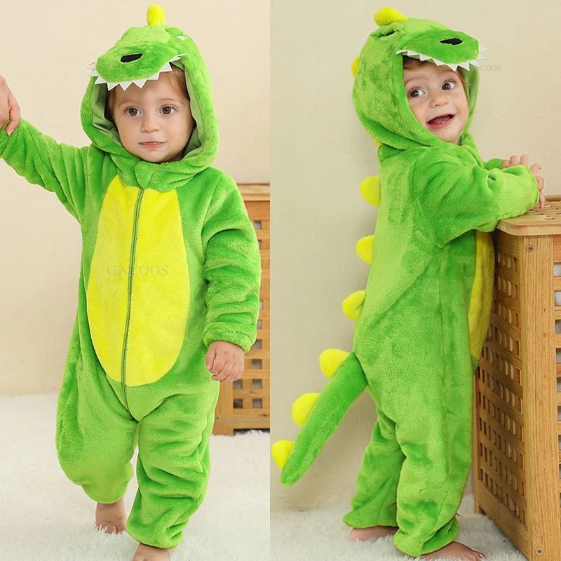 Halloween Dinosaur Winter Baby Romper Kigurumi Costume Flann